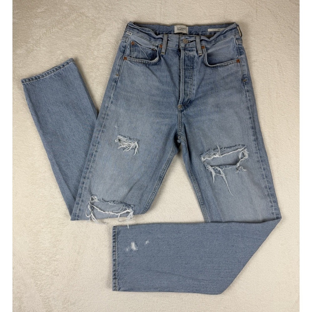 Citizen Of Humanity Eva Sz 23 Light Wash Distressed Jeans High Rise Straight